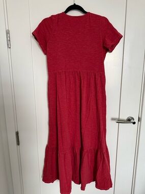 Old Navy Red Short-Sleeve Tiered Midi Dress